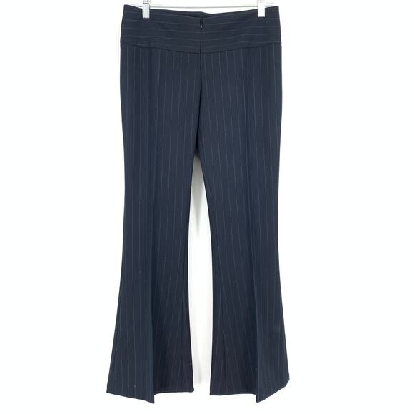 Kookai Flare Leg Dress Pant Trousers Womens Size 38 US M Navy Blue Pinstripe - Picture 1 of 7